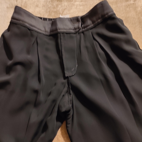 Armani Collezioni Silver Pin Strip Dark Gray Wide Leg Pants, Size 10 - Picture 11 of 13